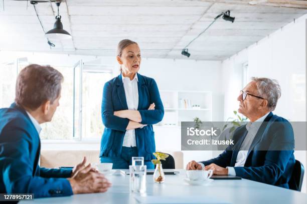 Shareholders During Business Meeting Stock Photo - Download Image Now - Shareholder, 70-79 Years, Business Meeting