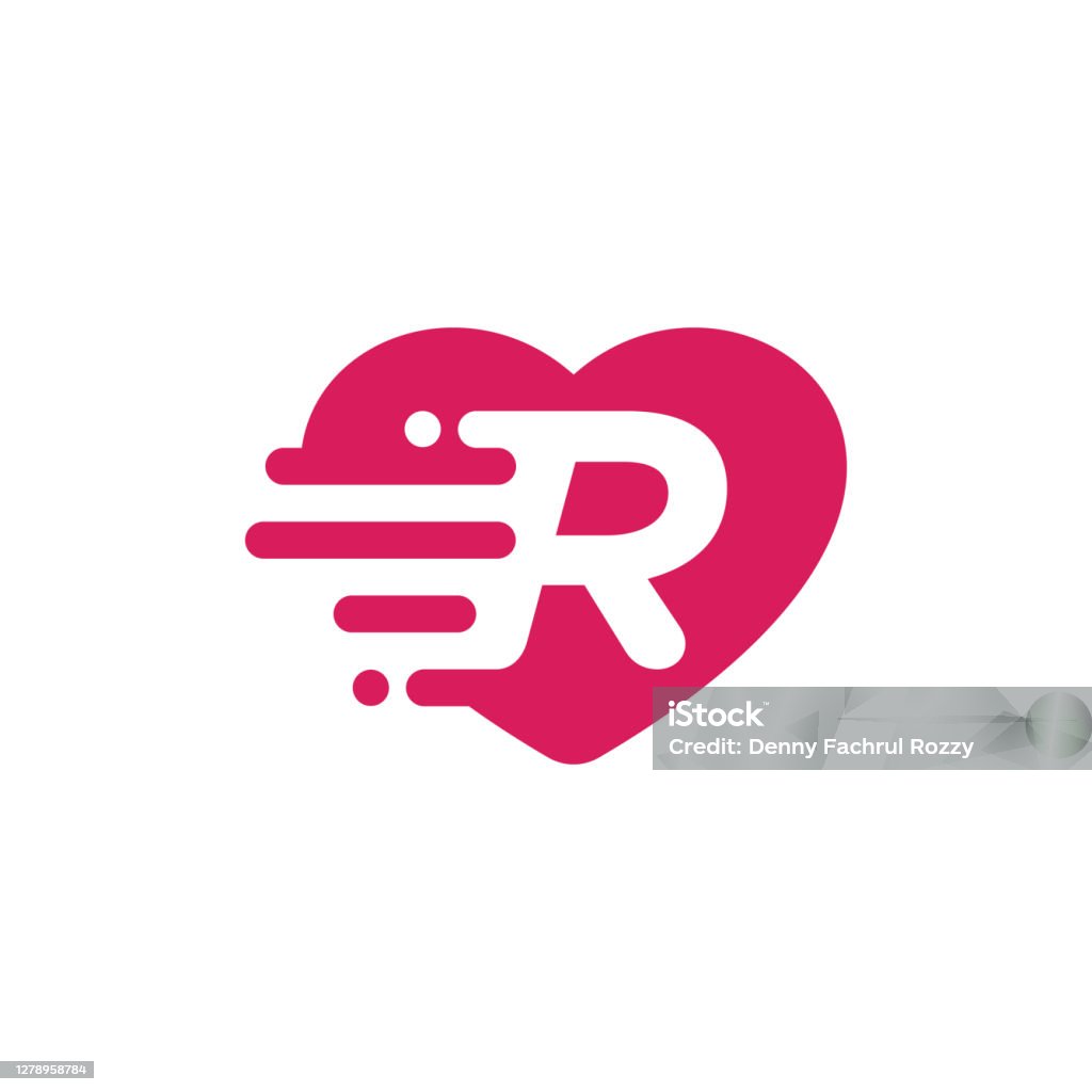 Initial R Letter Inside Heart Vector Stock Illustration Design ...