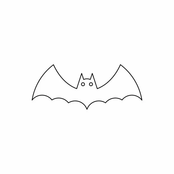 Vector illustration of Halloween bat icon with glowing eyes, Halloween holiday.