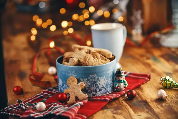 Fresh Baked Christmas Cookies in Christmas Home Atmosphere