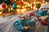 Christmas Background with Hot Chocolate with Marshmallows