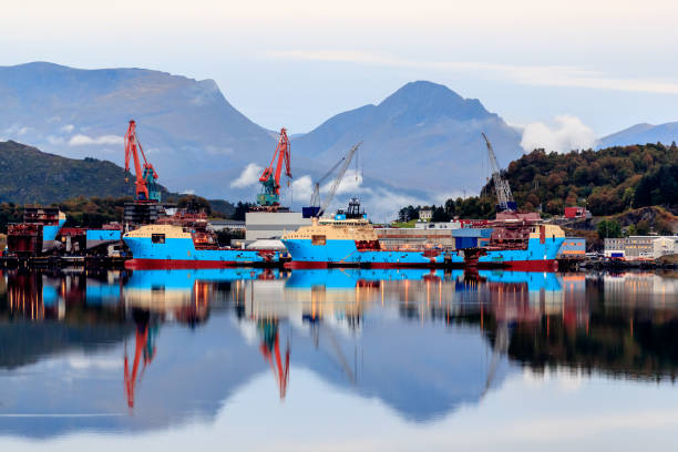 istock Modern offshore vessels being built at shipyard Kleven Yard. 1278963779