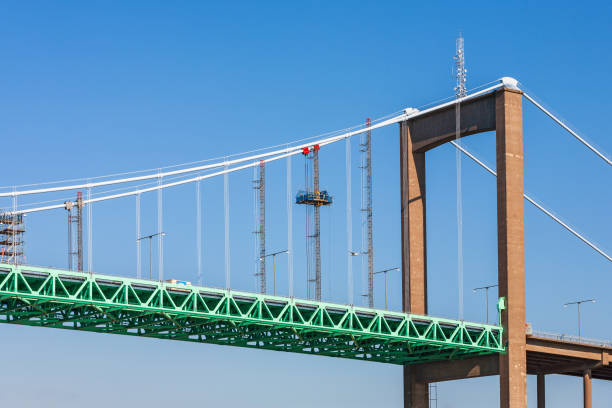 istock Suspension bridge with lifts to working on 1278963880