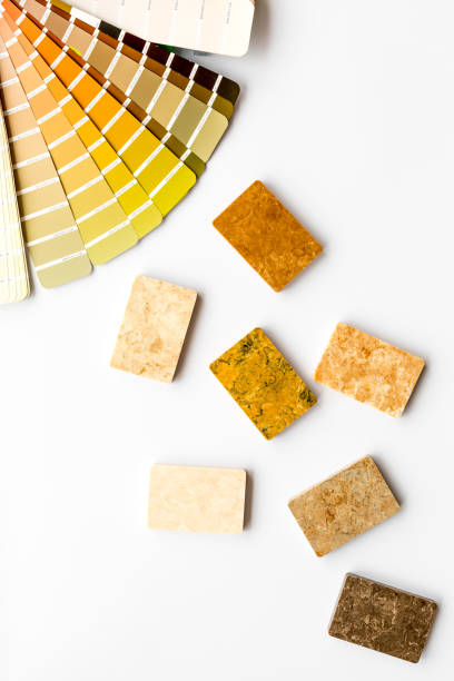 istock Design project with stoneware and marble wooden samples for kitchen interior 1278963926