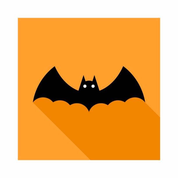 illustrazioni stock, clip art, cartoni animati e icone di tendenza di icona di pipistrello di halloween con occhi luminosi, vacanza di halloween. - bat cartoon halloween wing