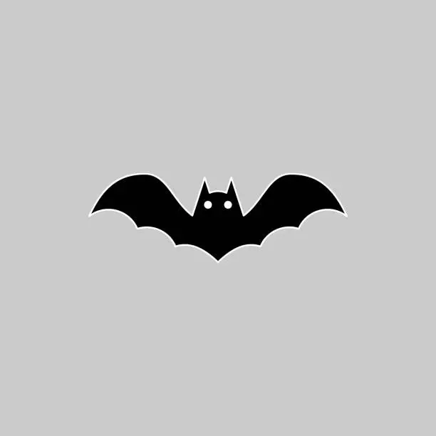 Vector illustration of Halloween bat icon with glowing eyes, Halloween holiday.