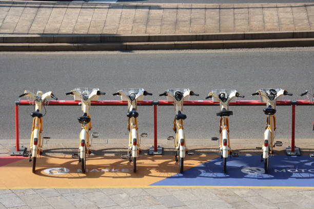 Milan - Lombardy - Italy - September 30, 2020. A bike sharing station handled by Milan city council.