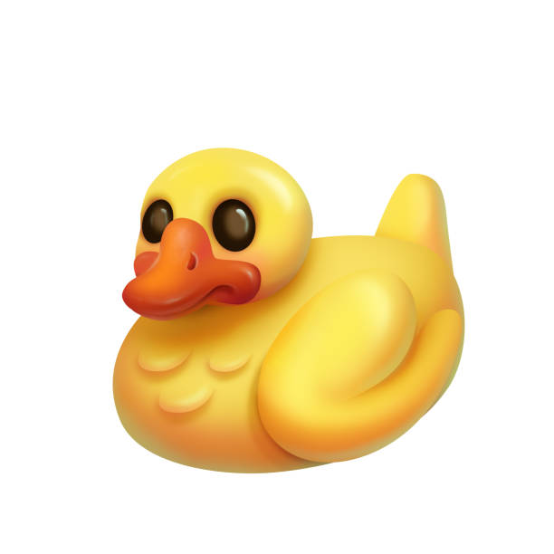 istock Raster hand drawn illustration of yellow rubber duck 1278969761