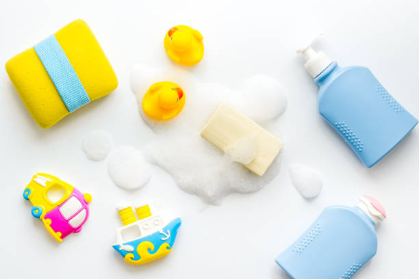 istock Baby care products on the table in bathroom 1278973674