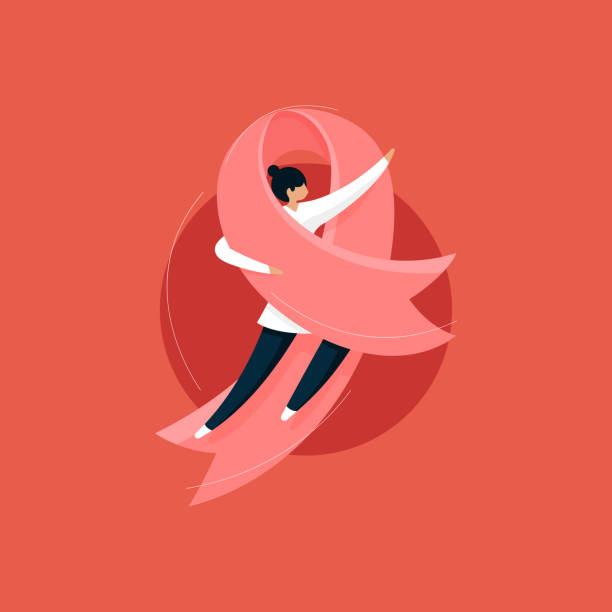 ilustraciones, imágenes clip art, dibujos animados e iconos de stock de concienciación sobre el cáncer de mama y el concepto del día de la mujer - cáncer de mama ilustraciones