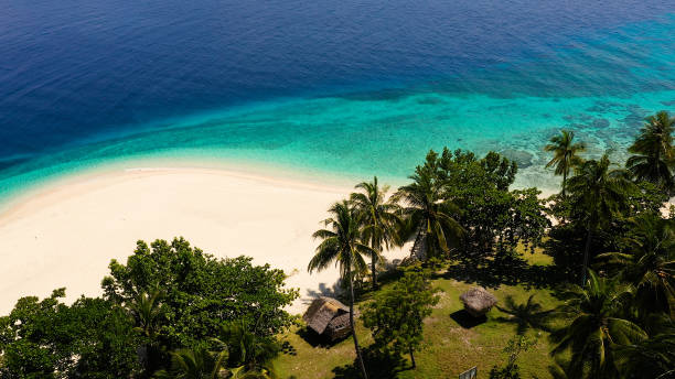 istock Tropical island with a beach and palm trees. Mahaba Island, Philippines 1278976421