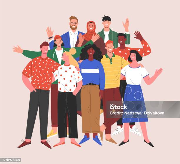 Multinational Team Stock Illustration - Download Image Now - Group Of People, Multiracial Group, Diversity
