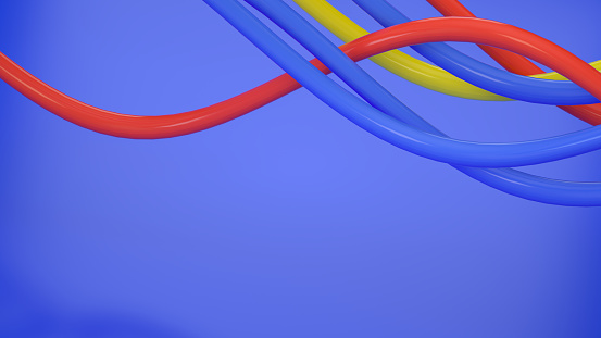 3d rendering of abstract wavy line structure, background. Fiber optic cable.