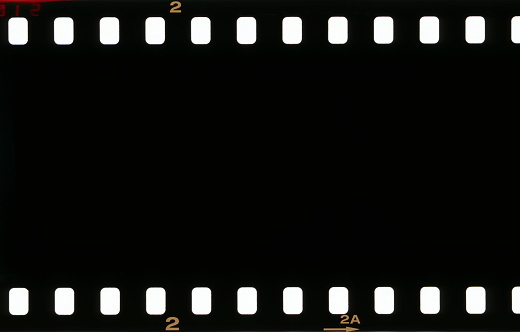 Vintage 35mm filmstrip on a white background