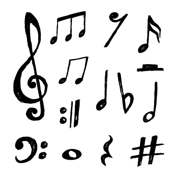 手描きのベクトル音楽ノートの美しいコレクション - treble clef musical symbol music clipping path点のイラスト素材／クリップアート素材／マンガ素材／アイコン素材