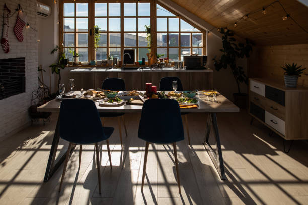 istock Dining table with meal leftovers after Christmas lunch at home 1278979819