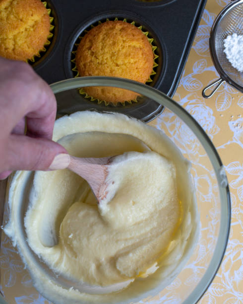 istock Hand stirring a bowl of buttercream icing 1278980136