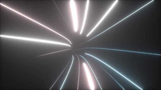 istock Speed of digital lights tunnel, computer generated. 3d rendering of abstract fast moving neon lines with glowing light flare. Abstract backdrop 1278981421