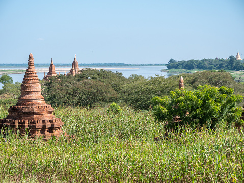 Beautiful ancient temples in the Bagan archeological zone in Myanmar, Asia