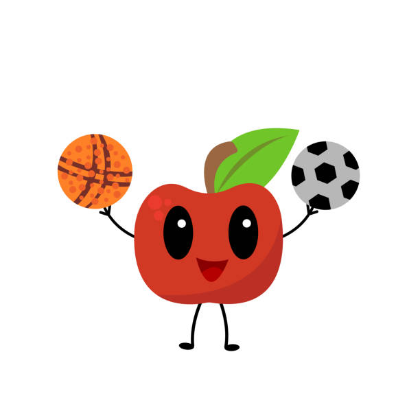 Ilustración de Personaje De Dibujos Animados De Manzana Roja Con Grandes Ojos Negros Sosteniendo Pelotas De Fútbol Y Baloncesto y más Vectores Libres de Derechos de Alegría - iStock Ilustración de Personaje De Dibujos Animados De Manzana Roja Con Grandes Ojos Negros Sosteniendo Pelotas De Fútbol Y Baloncesto y más Vectores Libres de Derechos de Alegría - iStock