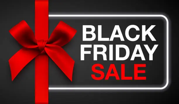 Vector illustration of Vector Black Friday Sale Banner with Red Gift Bow