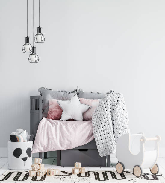 istock Interior kids room wallpaper mockup 1278984497