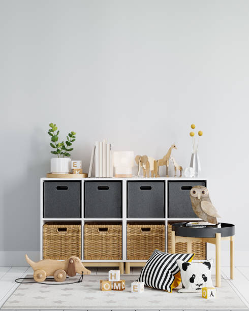 istock Interior kids room wallpaper mockup 1278984498