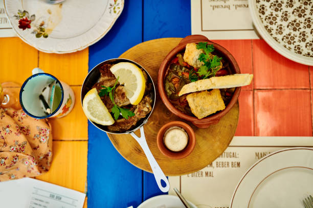 High angle shot of an assortment of delicious cuisine on a kitchen table
