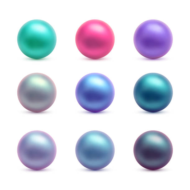dziewięć realistycznych wielokolorowych pereł - blue pearls stock illustrations