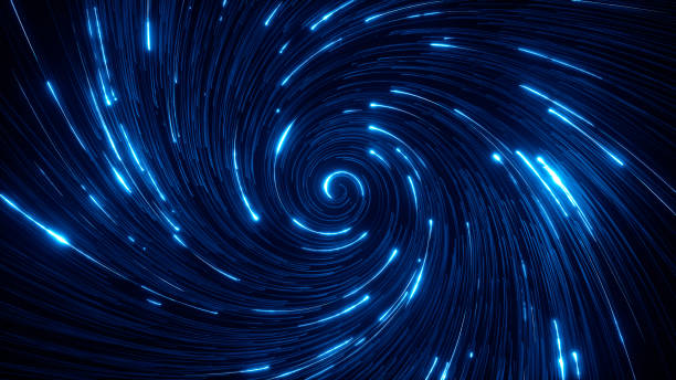 istock Abstract bright creative cosmic background. Hyper jump into another galaxy. Speed of light, neon glowing twisted lines in motion. Beautiful swirls, colorful vortex. Falling stars. 3d rendering 1278987974