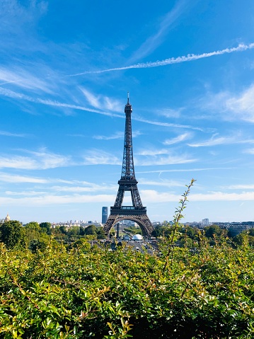 The Eiffel Tower in Paris on a sunny day