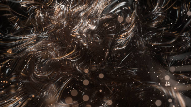 istock Abstract background with swirl metallic lines. Wavy wires structure. Creative shiny twists. Beautiful iridescent vorticity. Bright turbulence curls. Smooth vibrant trails. 3d rendering 1278988889