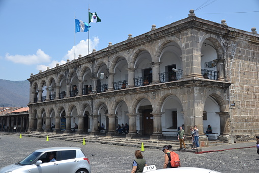 04/17/2017 Antigua Guatemala- Town Hall  in the old town square of Antigua
