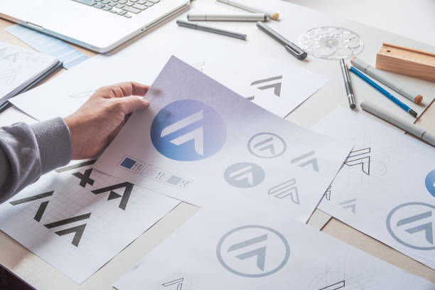 istock Graphic designer creative design sketch drawing logo Trademark brand Workspace 1278991844