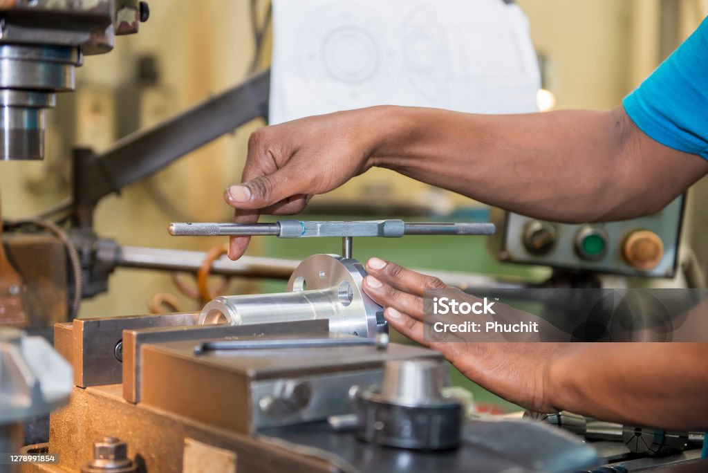 Hand Arm Thread Tapping The Tapping Operation By Skill Worker Stock Photo - Download Image Now ...