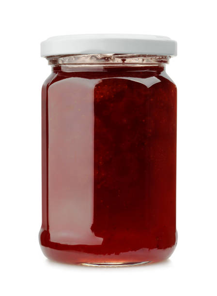 istock Front view of strawberry jam jar 1278992984