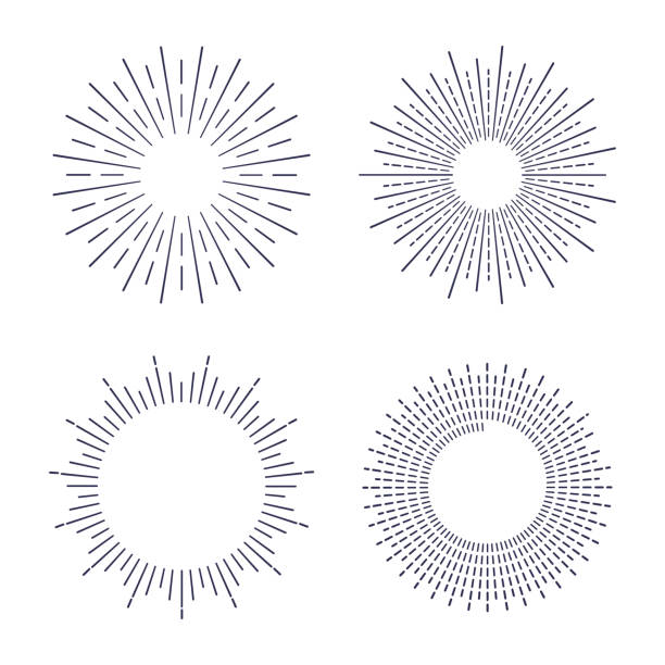 взрыв линия рисование доменная элементы дизайна - светорассеяние в объективе иллюстрации stock illustrations