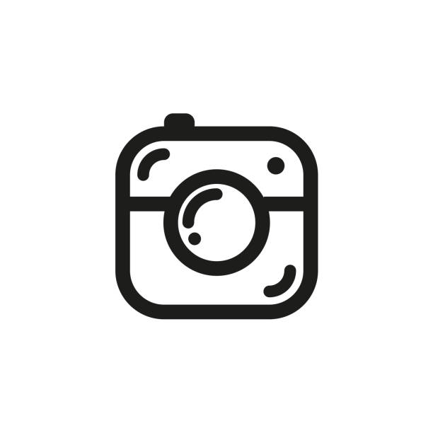 ilustrações, clipart, desenhos animados e ícones de ícone da câmera estilo simples ilustração vetorial isolada em fundo branco. - instagram