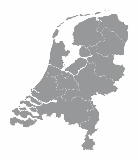 Netherlands provinces map The Netherlands map divided in provinces and isolated on white background benelux stock illustrations