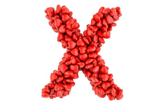 istock Letter X from red hearts, 3D rendering isolated on white background 1278996947