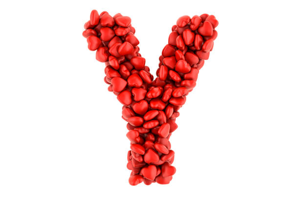 istock Letter Y from red hearts, 3D rendering isolated on white background 1278997020
