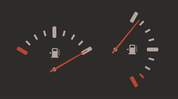 ilustrações, clipart, desenhos animados e ícones de ícone vetorial indicador do indicador de combustível. símbolo do posto de gasolina. sinal de manometr de nível de gasolina completo. ilustração do painel do painel do indicador do carro automático - gas gauge full empty