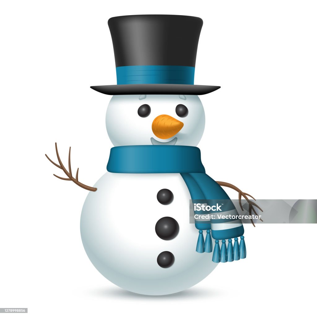 Ilustración de Muñeco De Nieve De Navidad Con Sombrero De Copa Y Bufanda y  más Vectores Libres de Derechos de Muñeco de nieve - iStock