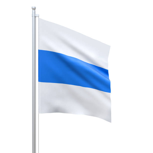 istock Zug (cantons of Switzerland) flag waving on white background, close up, isolated. 3D render 1279001399