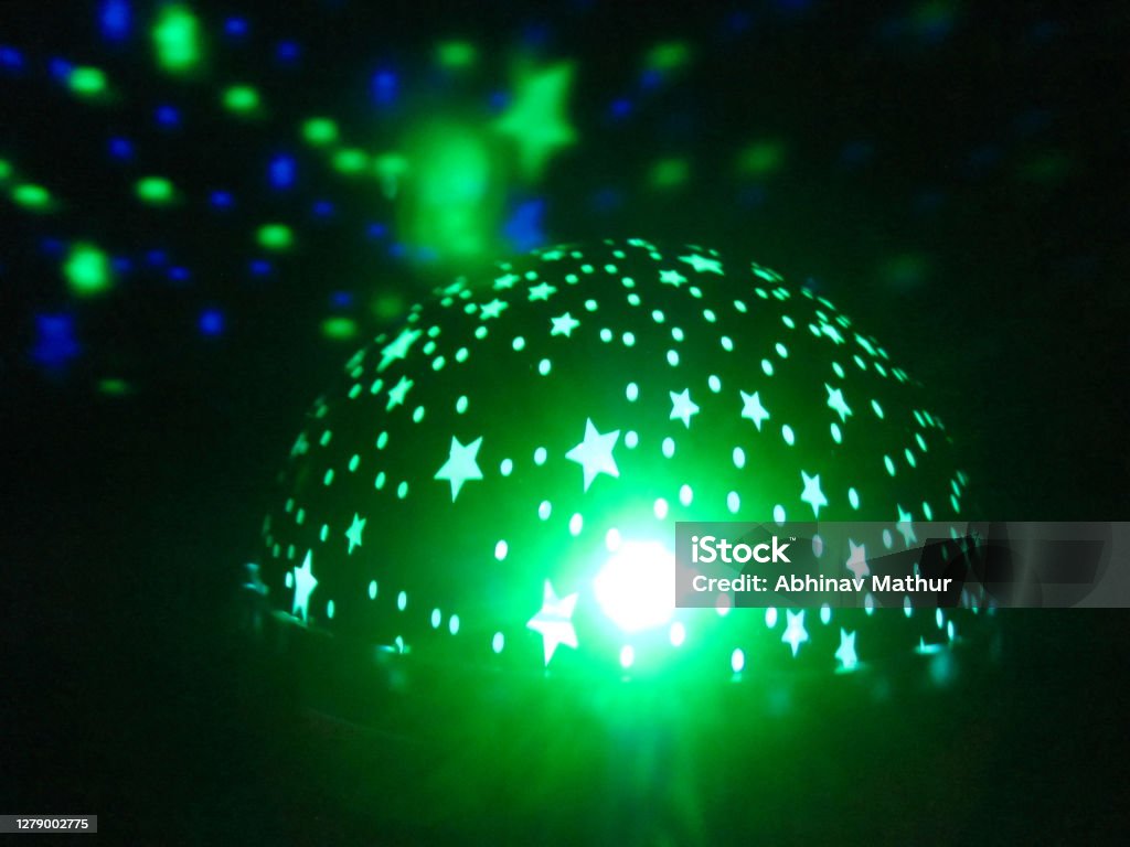 Star Projector Lamp with Colors Picture of Star Projector Lamp with Colors Projection Equipment Stock Photo
