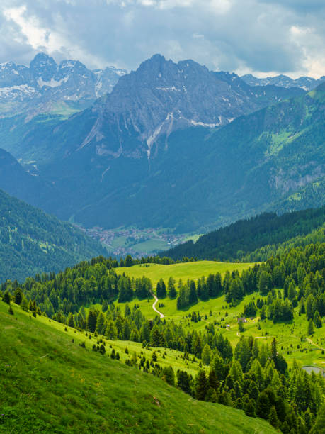 istock Mountain landscape along the road to Sella pass, Dolomites 1279005416