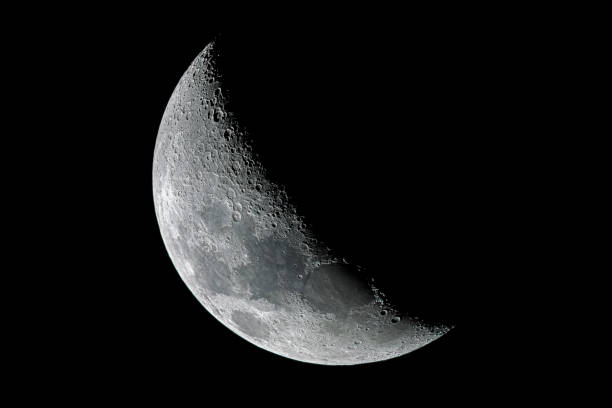 istock Waxing crescent moon as seeing from the southern hemisphere. Amazing the moon rough surface full of craters from meteorites coming from the universe and crashing our satellite the Moon an awe relief 1279008297