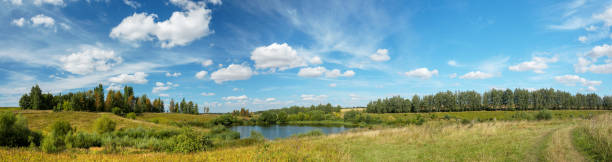 istock Bright summer panoramic landscape with beautiful lake and green hills 1279011086