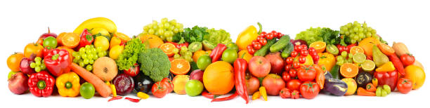 istock Wide panoramic composition of ripe fruits, berries and vegetables 1279016328