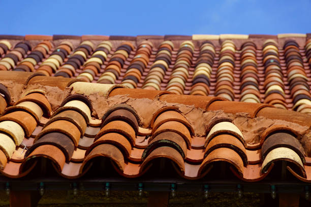 istock Spanish architecture: Red clay roof tiles 1279016424